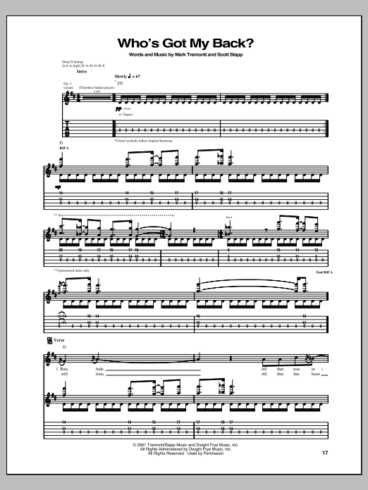 Download Creed Who's Got My Back? Sheet Music