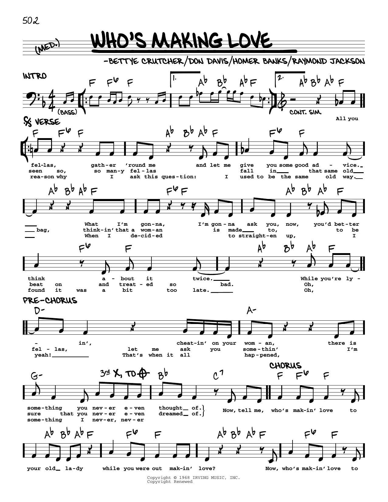 Download Johnnie Taylor Who's Making Love Sheet Music