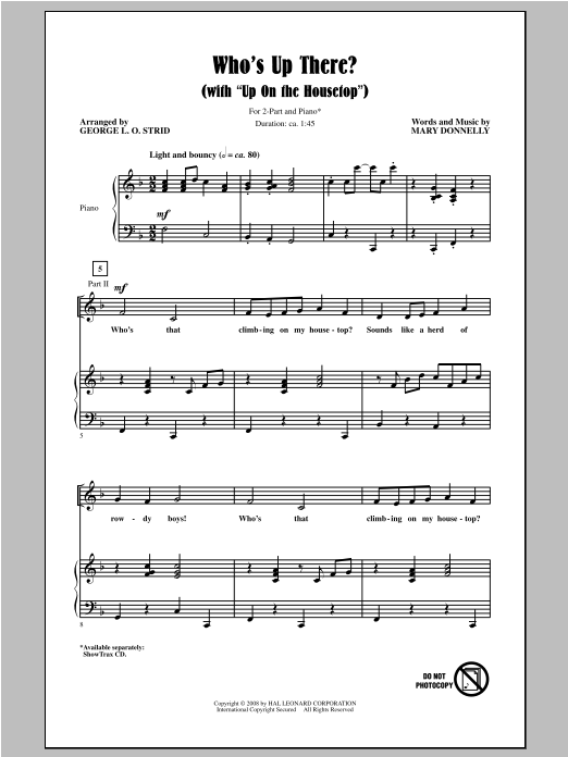 Download Mary Donnelly Who's Up There? (with Up On The Houseto Sheet Music