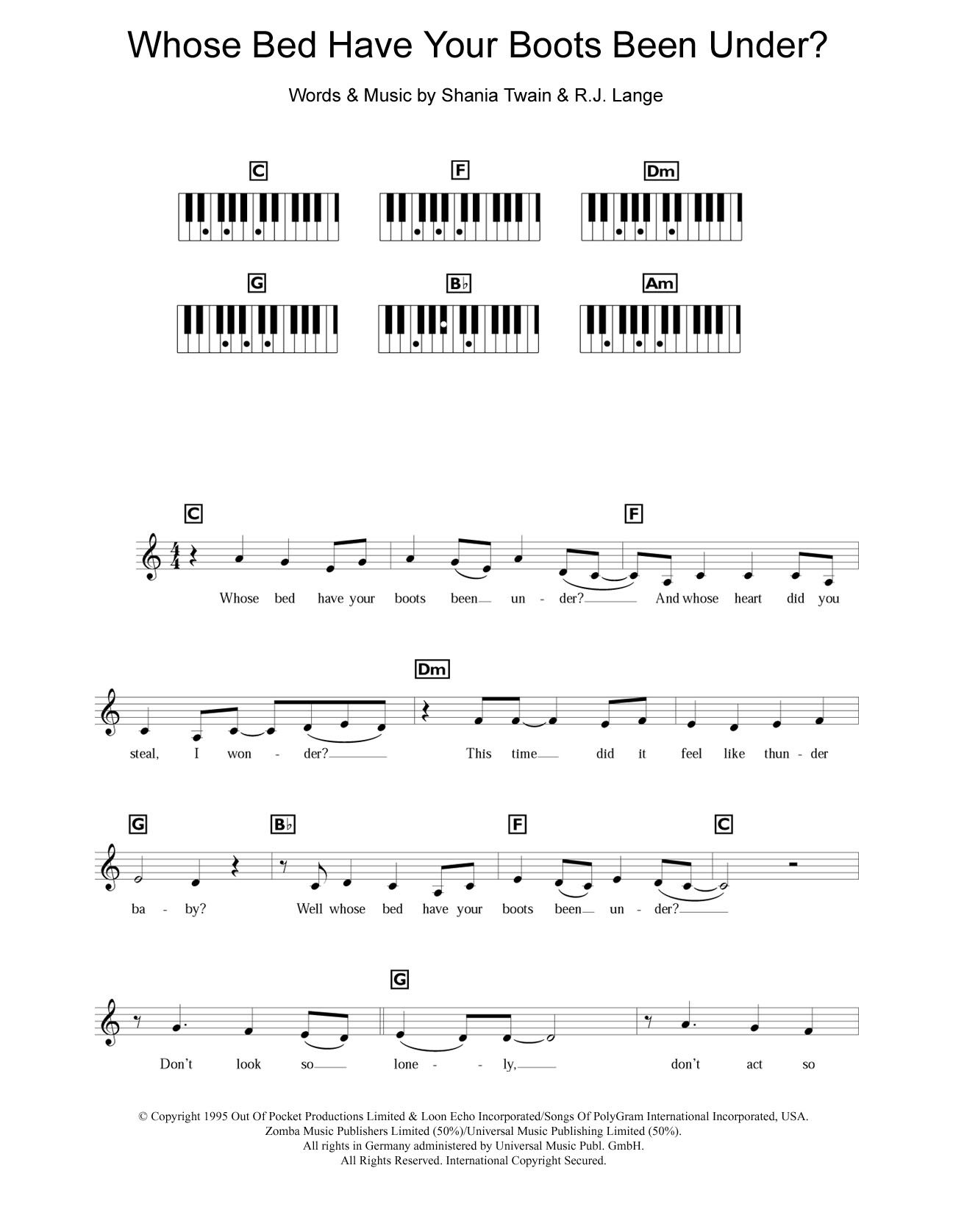 Download Shania Twain Whose Bed Have Your Boots Been Under? Sheet Music