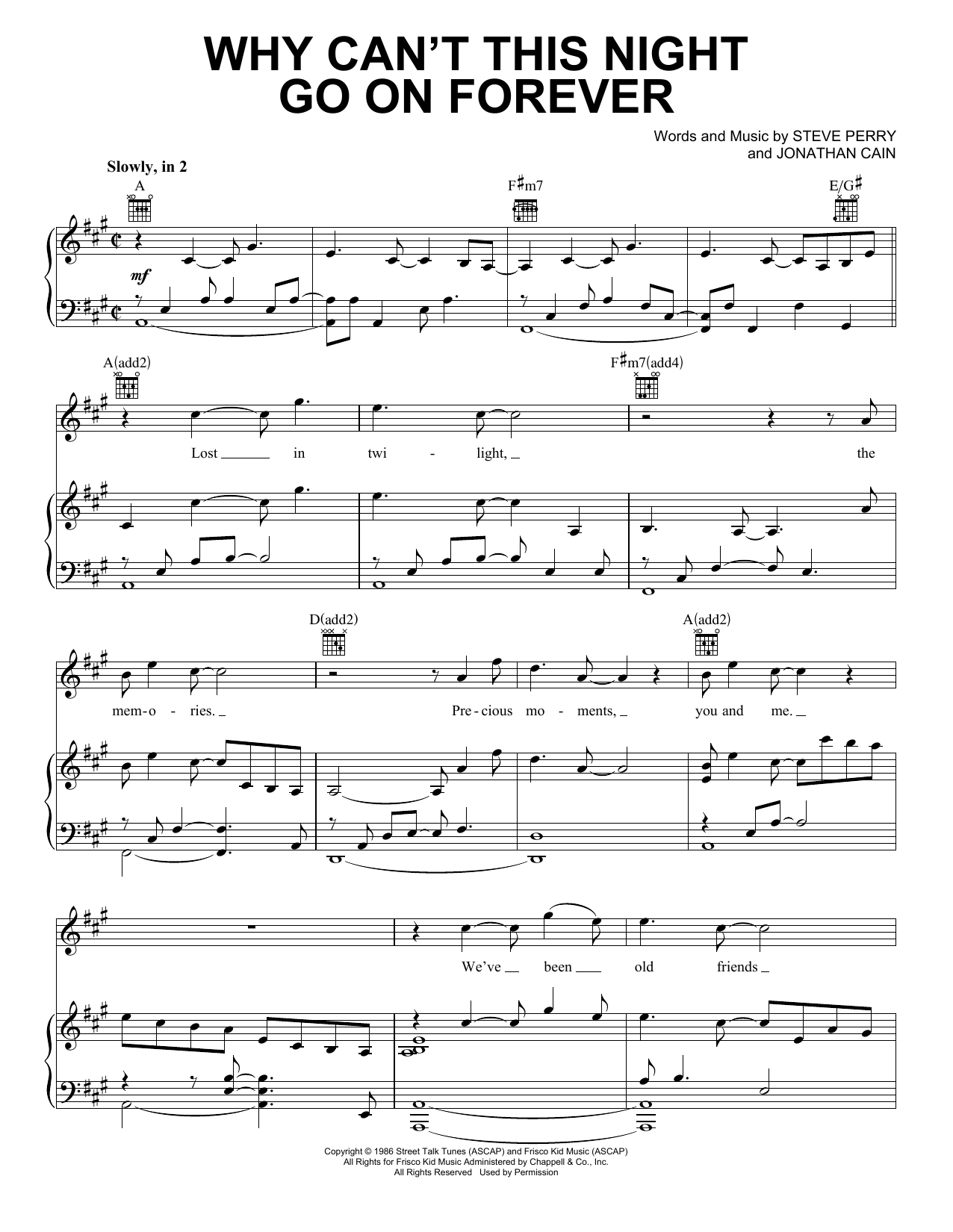 Download Journey Why Can't This Night Go On Forever Sheet Music