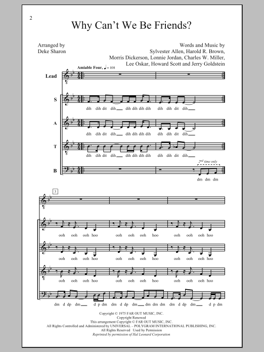 Download Deke Sharon Why Can't We Be Friends Sheet Music