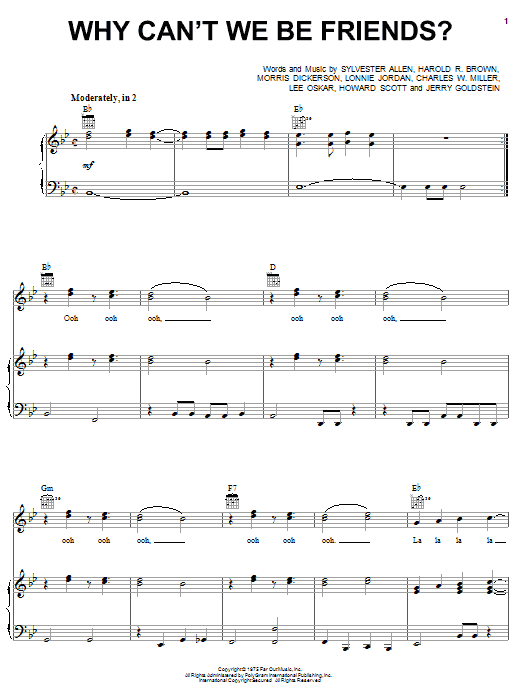 Download War Why Can't We Be Friends Sheet Music