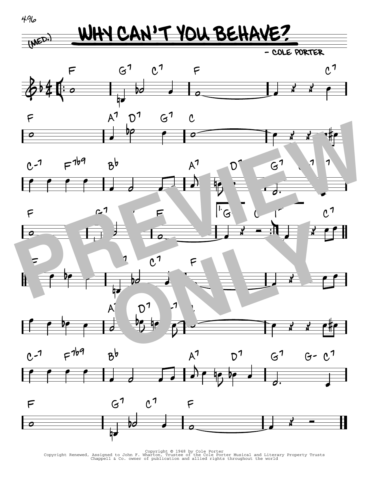 Download Cole Porter Why Can't You Behave? Sheet Music