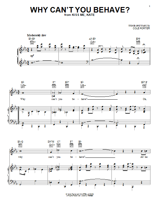 Download Cole Porter Why Can't You Behave? (from Kiss Me, Ka Sheet Music