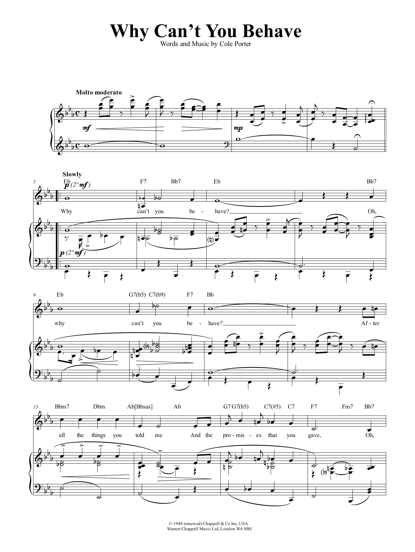 Download Cole Porter Why Can't You Behave? (from Kiss Me, Ka Sheet Music