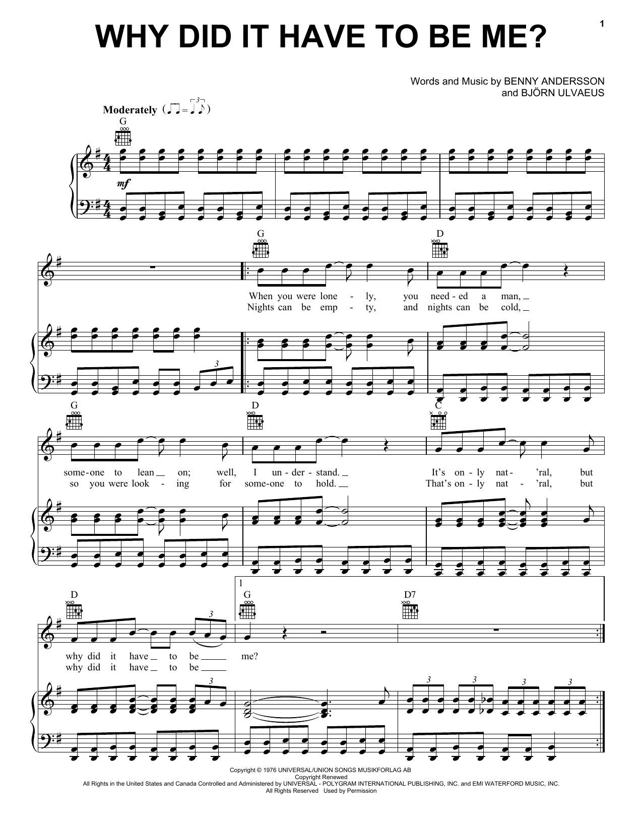 Download ABBA Why Did It Have To Be Me? (from Mamma M Sheet Music