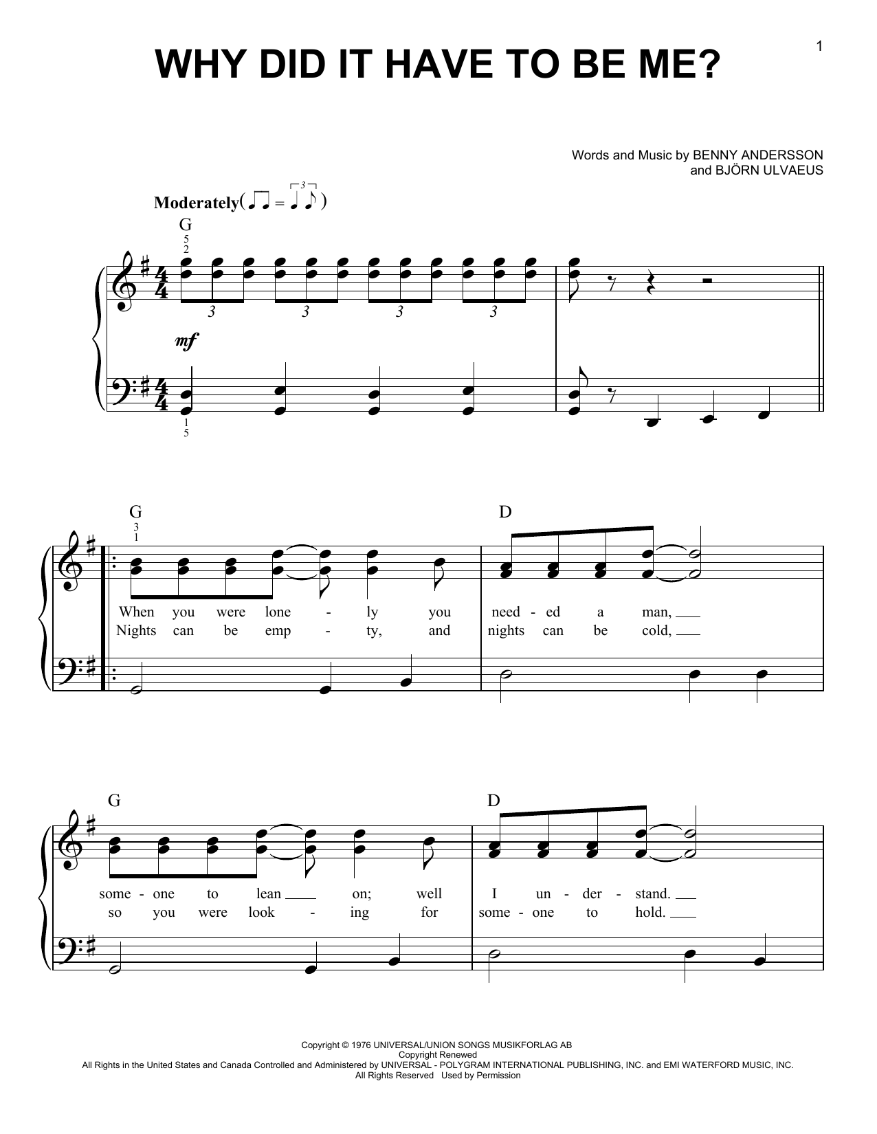 Download ABBA Why Did It Have To Be Me? (from Mamma M Sheet Music