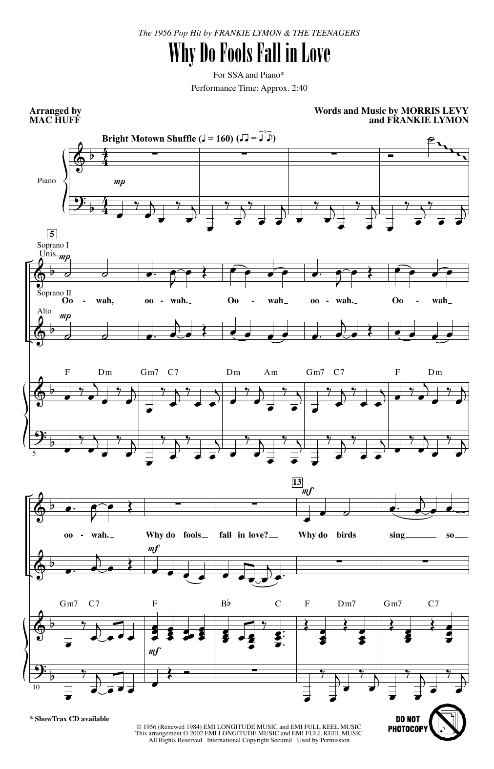 Download Frankie Lymon & The Teenagers Why Do Fools Fall In Love (arr. Mac Huf Sheet Music