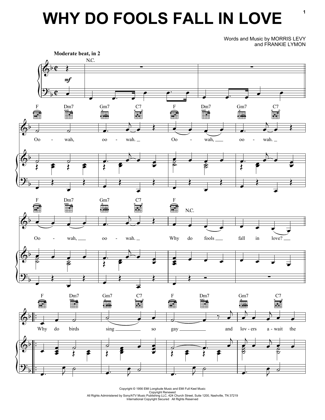 Download Frankie Lymon & The Teenagers Why Do Fools Fall In Love Sheet Music