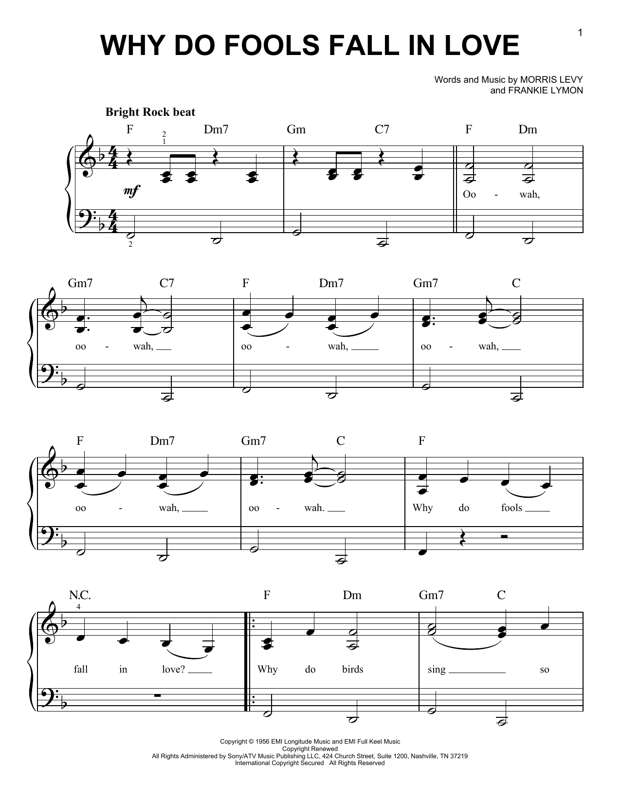Download Frankie Lymon & The Teenagers Why Do Fools Fall In Love Sheet Music