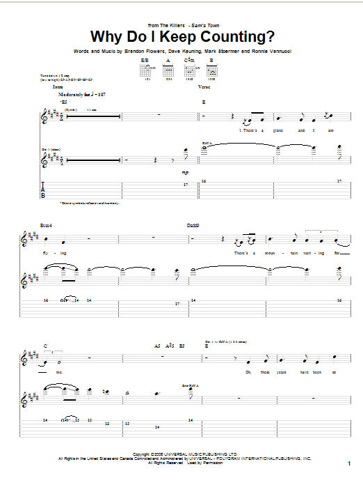 Download The Killers Why Do I Keep Counting? Sheet Music
