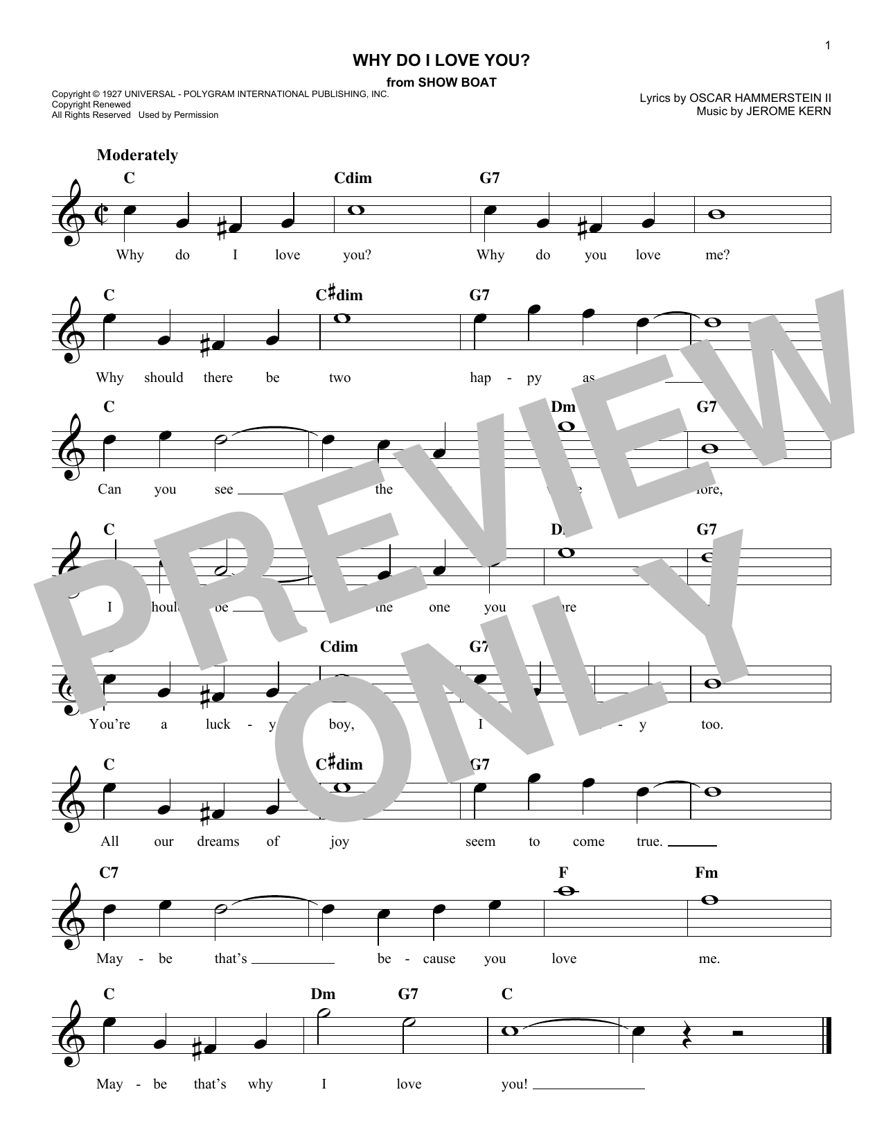 Download Jerome Kern Why Do I Love You? Sheet Music