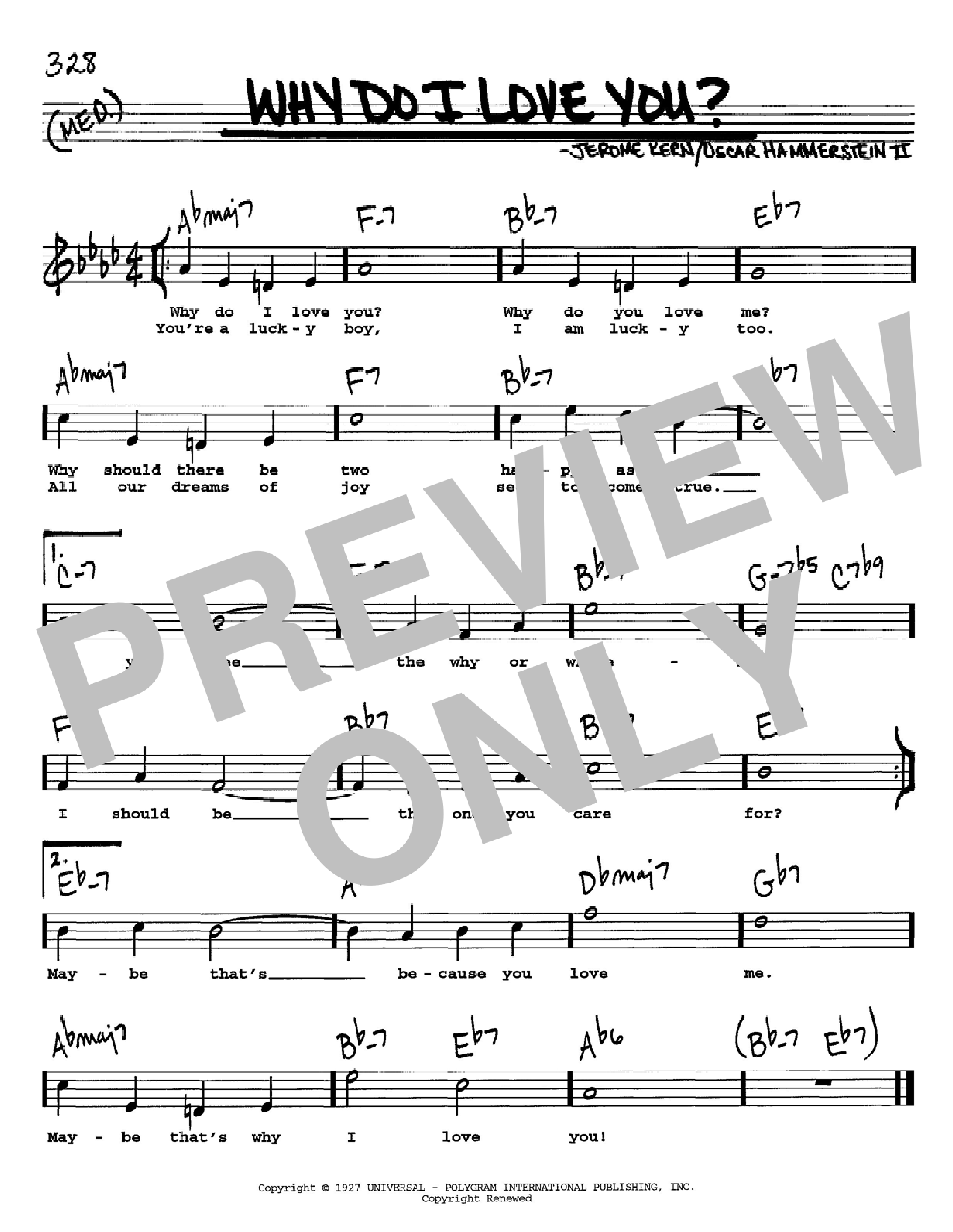 Download Jerome Kern Why Do I Love You? Sheet Music