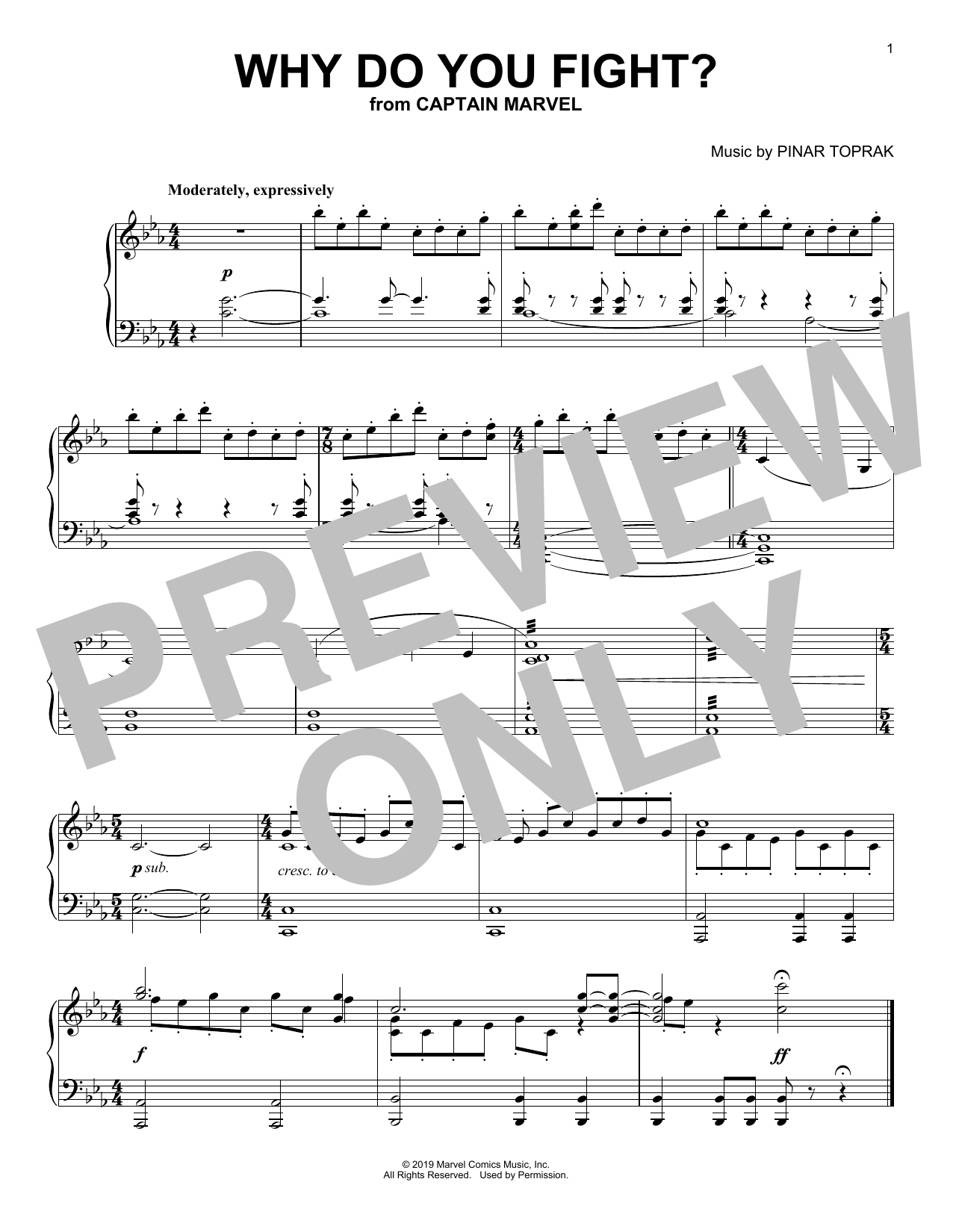 Download Pinar Toprak Why Do You Fight? (from Captain Marvel) Sheet Music