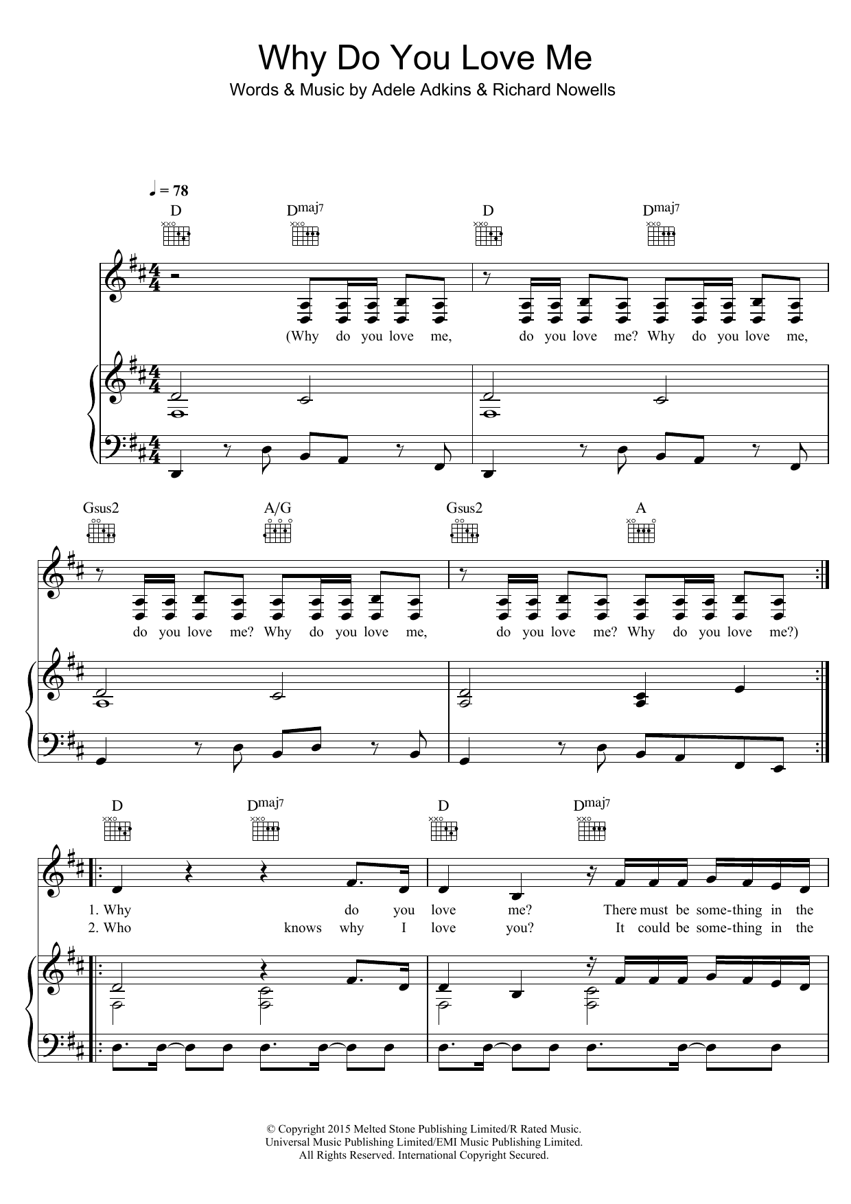Download Adele Why Do You Love Me Sheet Music