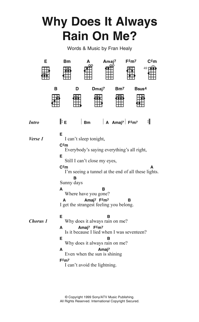 Download Travis Why Does It Always Rain On Me? Sheet Music