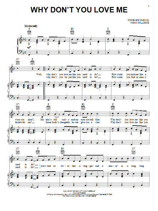 Download Hank Williams Why Don't You Love Me Sheet Music