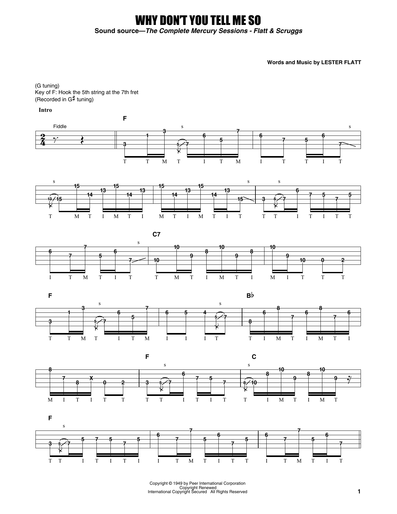 Download Flatt & Scruggs Why Don't You Tell Me So Sheet Music
