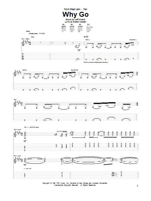 Download Pearl Jam Why Go Sheet Music