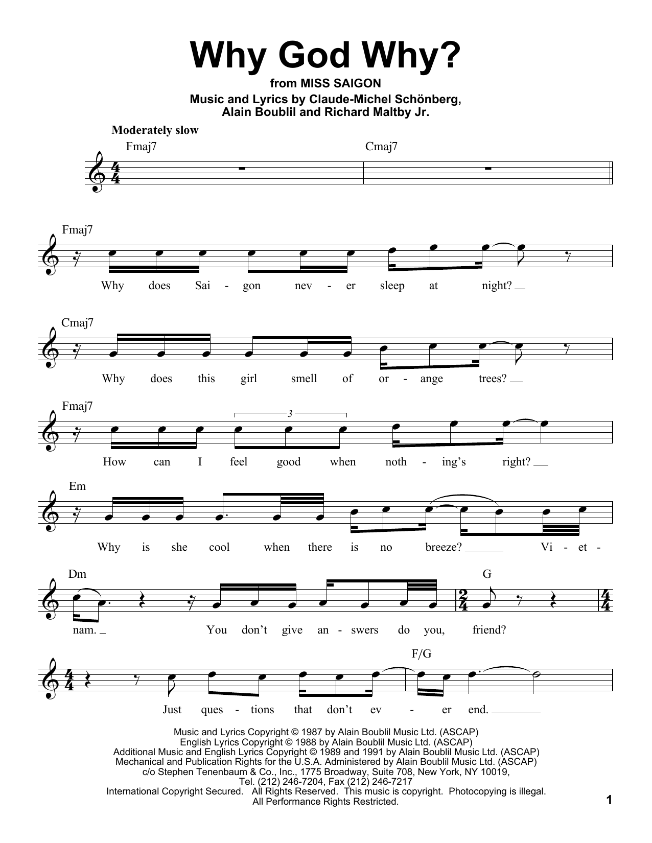 Download Claude-Michel Schonberg Why God Why? Sheet Music