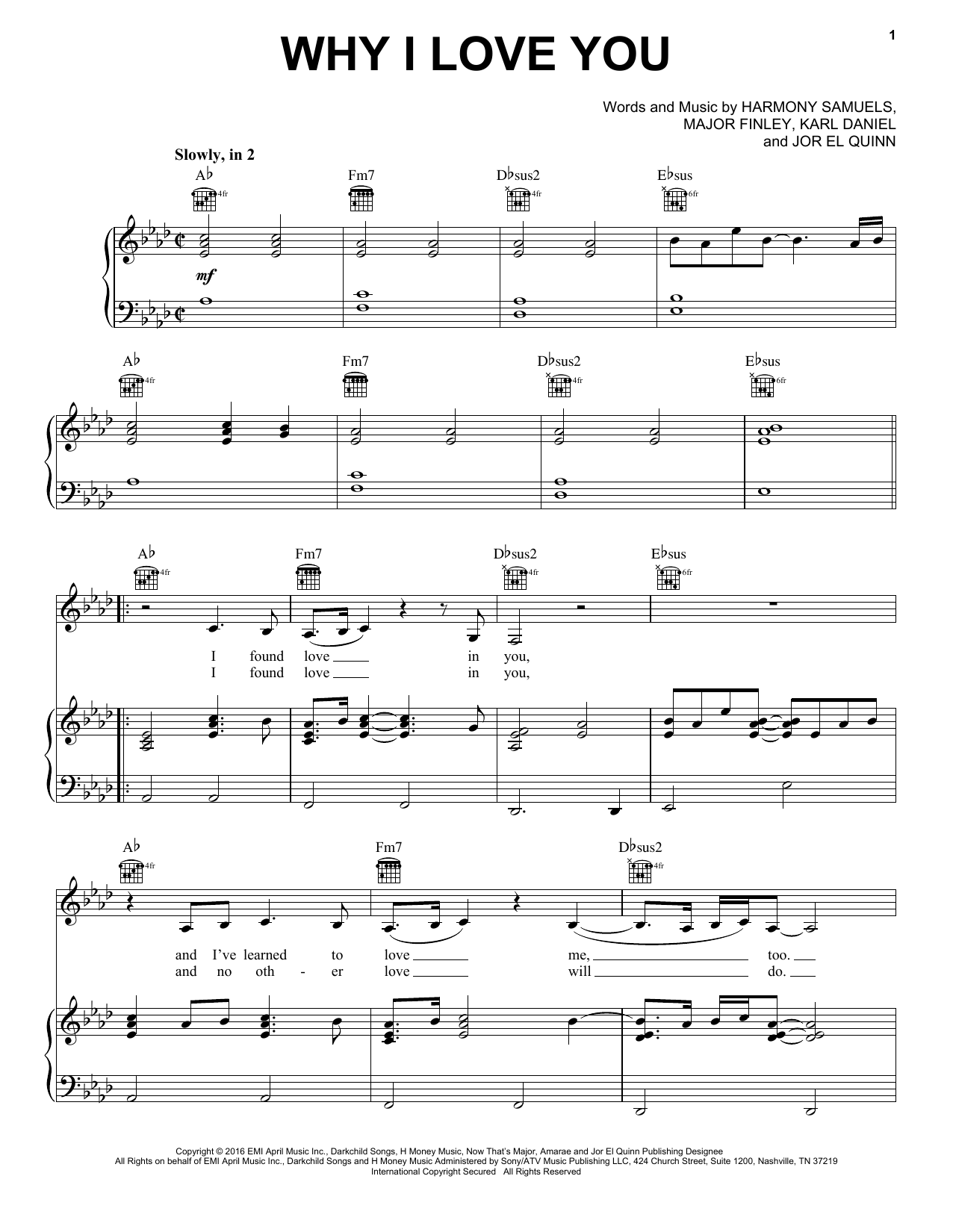 Download MAJOR. Why I Love You Sheet Music