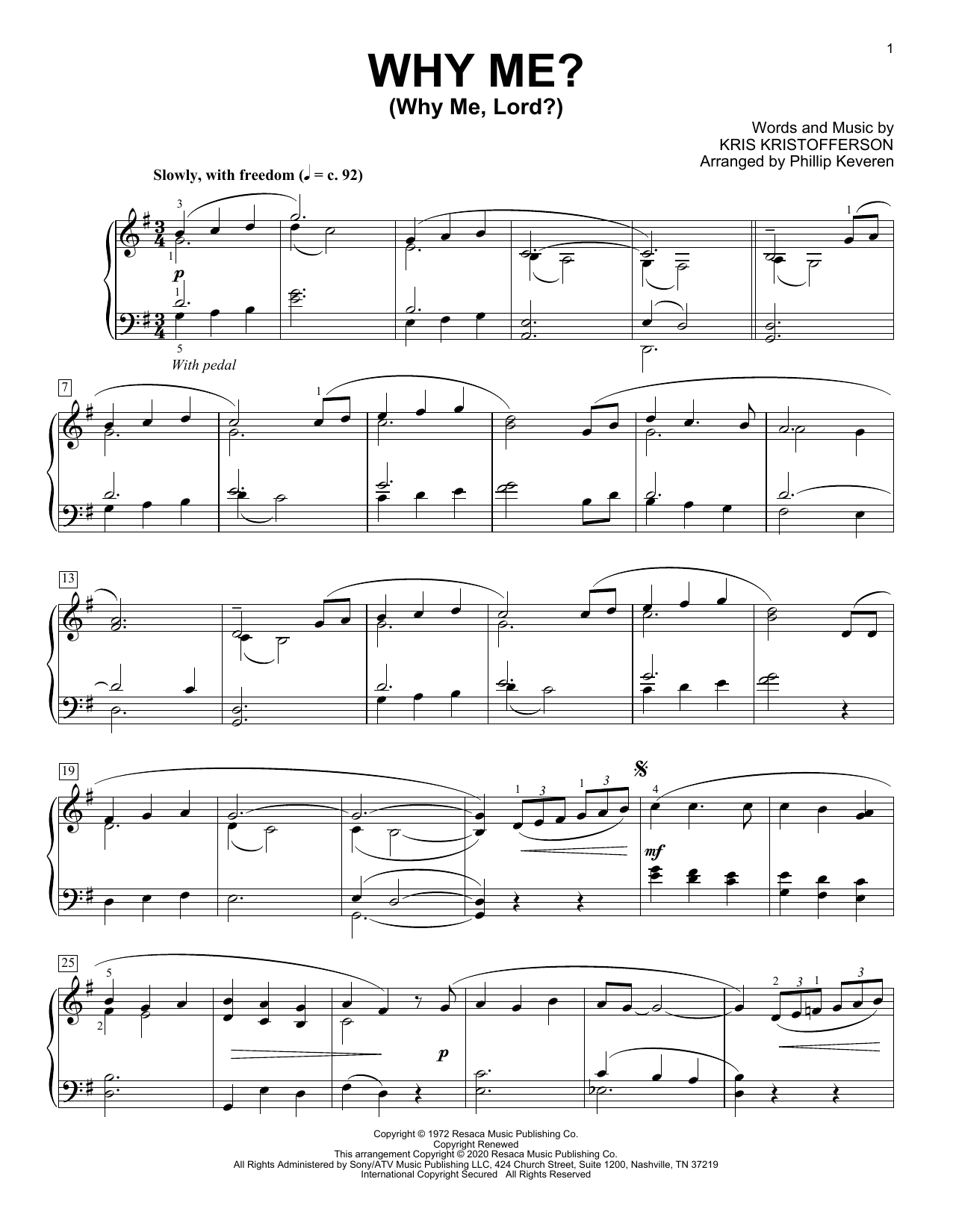 Download Kris Kristofferson Why Me? (Why Me, Lord?) [Classical vers Sheet Music