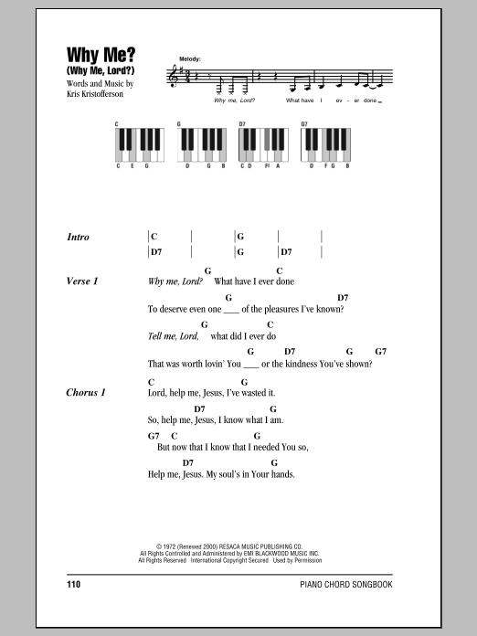 Download Kris Kristofferson Why Me? (Why Me, Lord?) Sheet Music