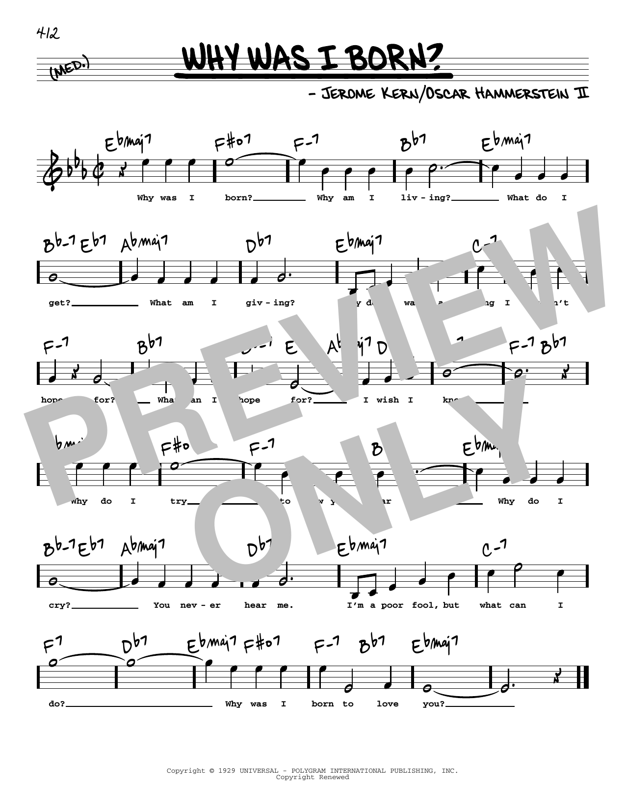 Download Oscar Hammerstein II & Jerome Kern Why Was I Born? (High Voice) Sheet Music