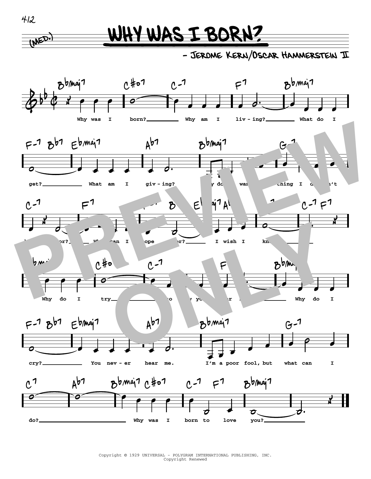 Download Oscar Hammerstein II Why Was I Born? (Low Voice) Sheet Music