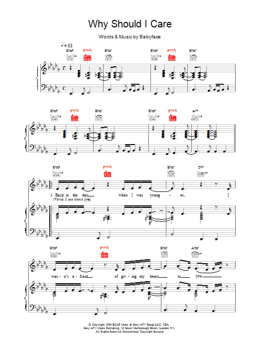 Toni Braxton Why Should I Care sheet music notes printable PDF score