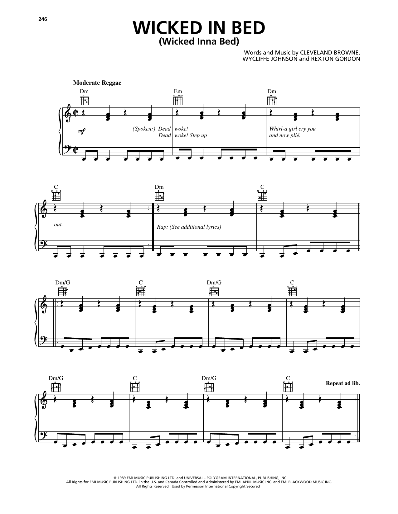 Shabba Ranks Wicked In Bed (Wicked Inna Bed) sheet music notes printable PDF score