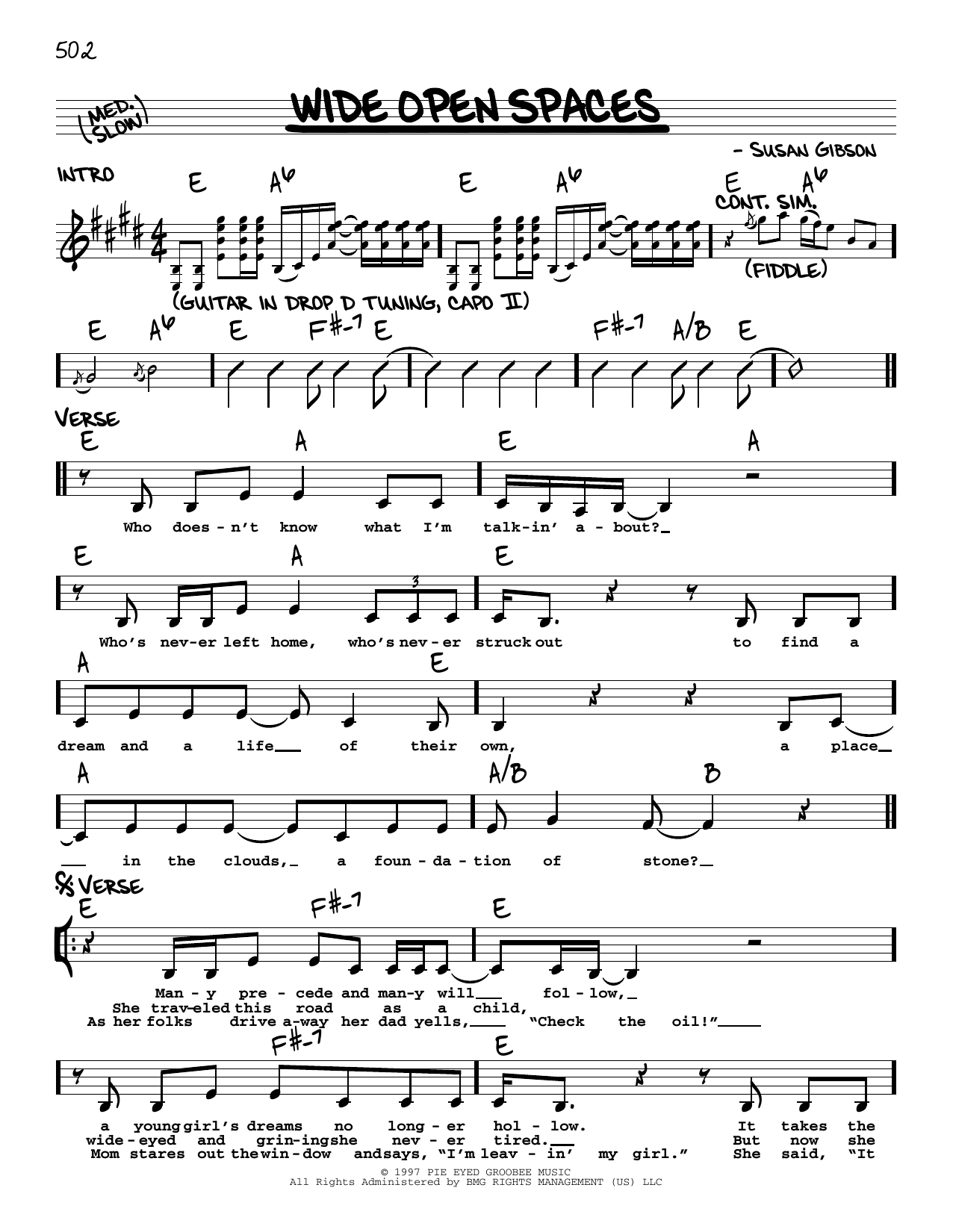 Download The Chicks Wide Open Spaces Sheet Music