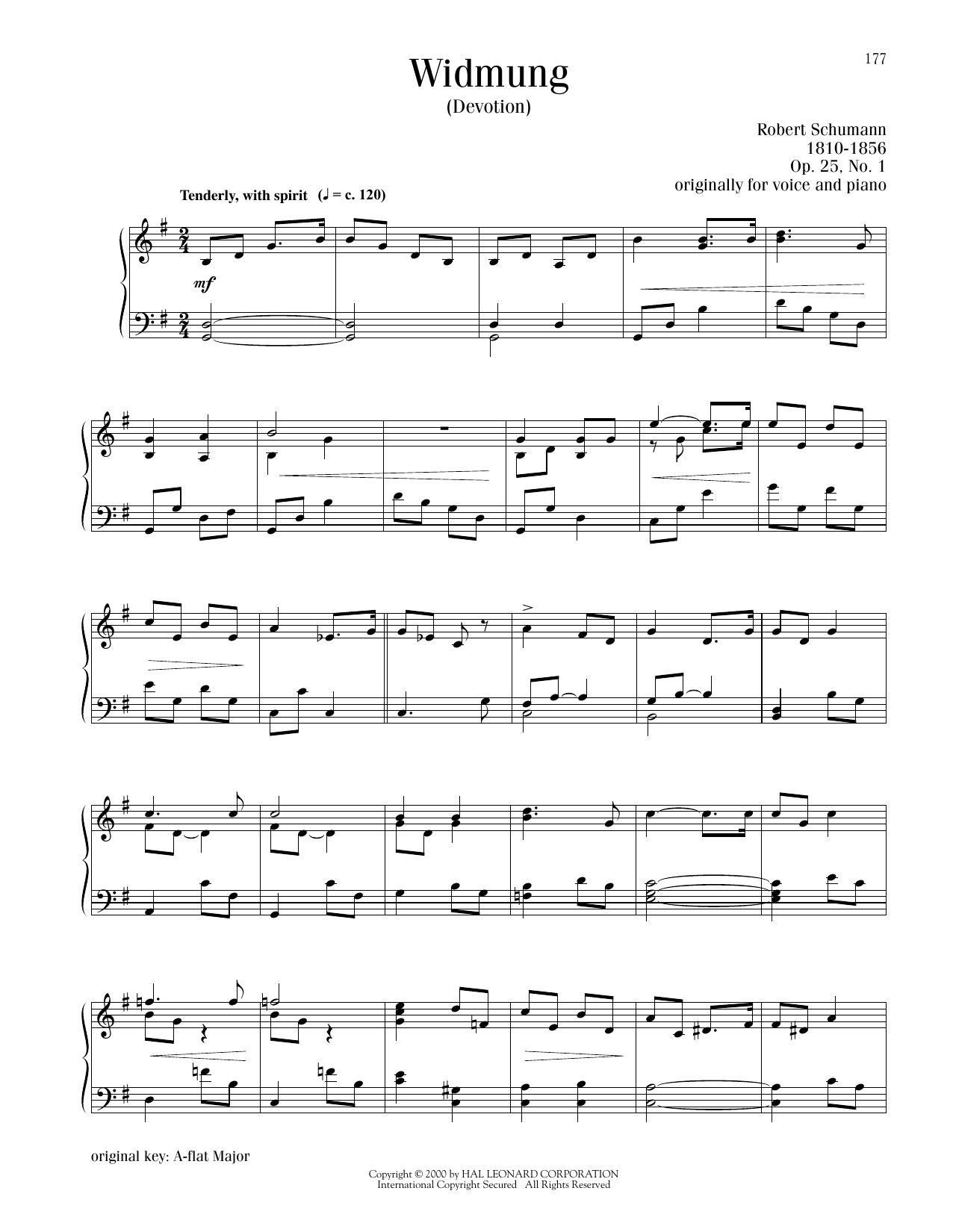 Robert Schumann Widmung sheet music notes printable PDF score