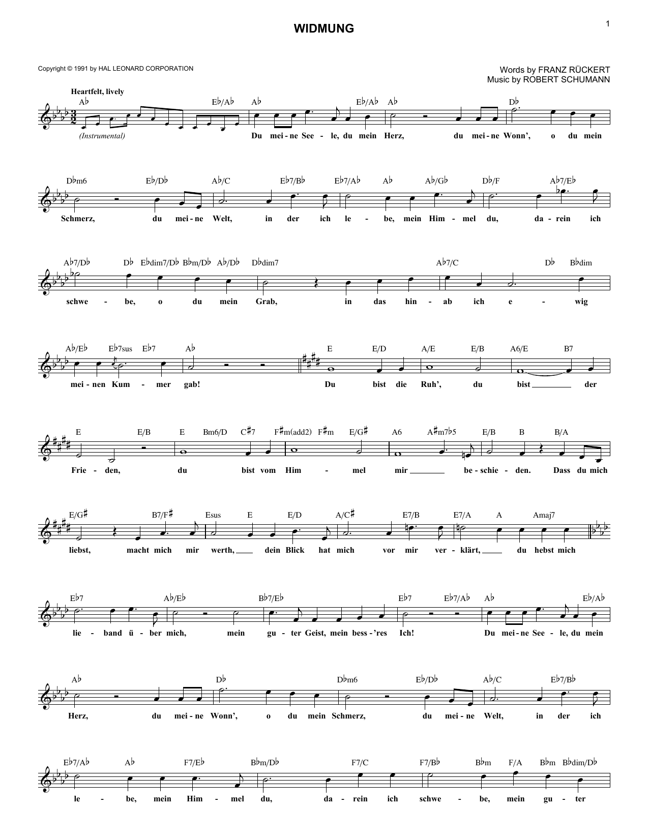 Download Robert Schumann Widmung Sheet Music