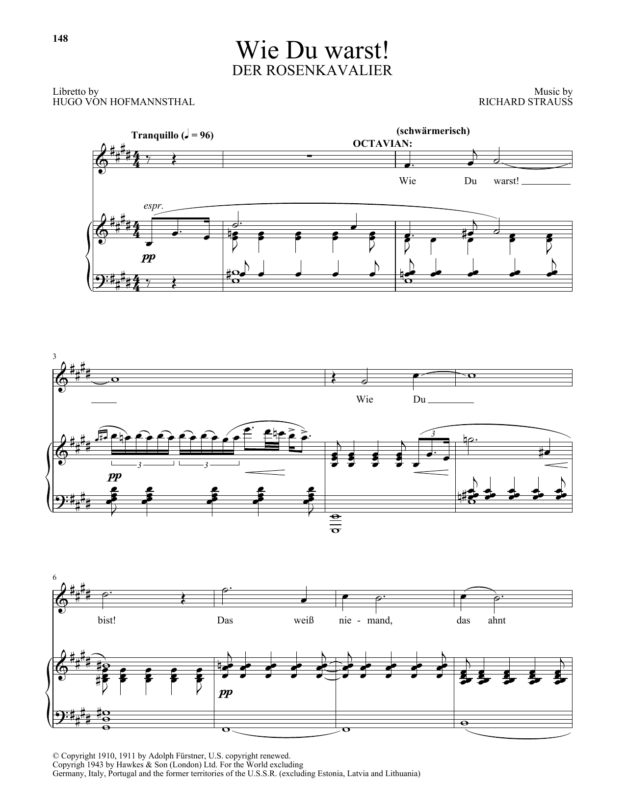 Download Richard Strauss Wie Du warst! (from Der Rosenkavalier) Sheet Music