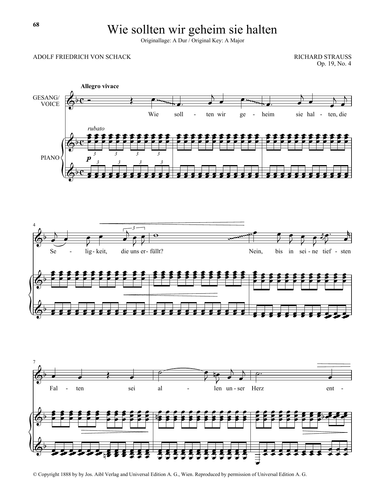 Download Richard Strauss Wie Sollten Wir Geheim Sie Halten (Low Sheet Music