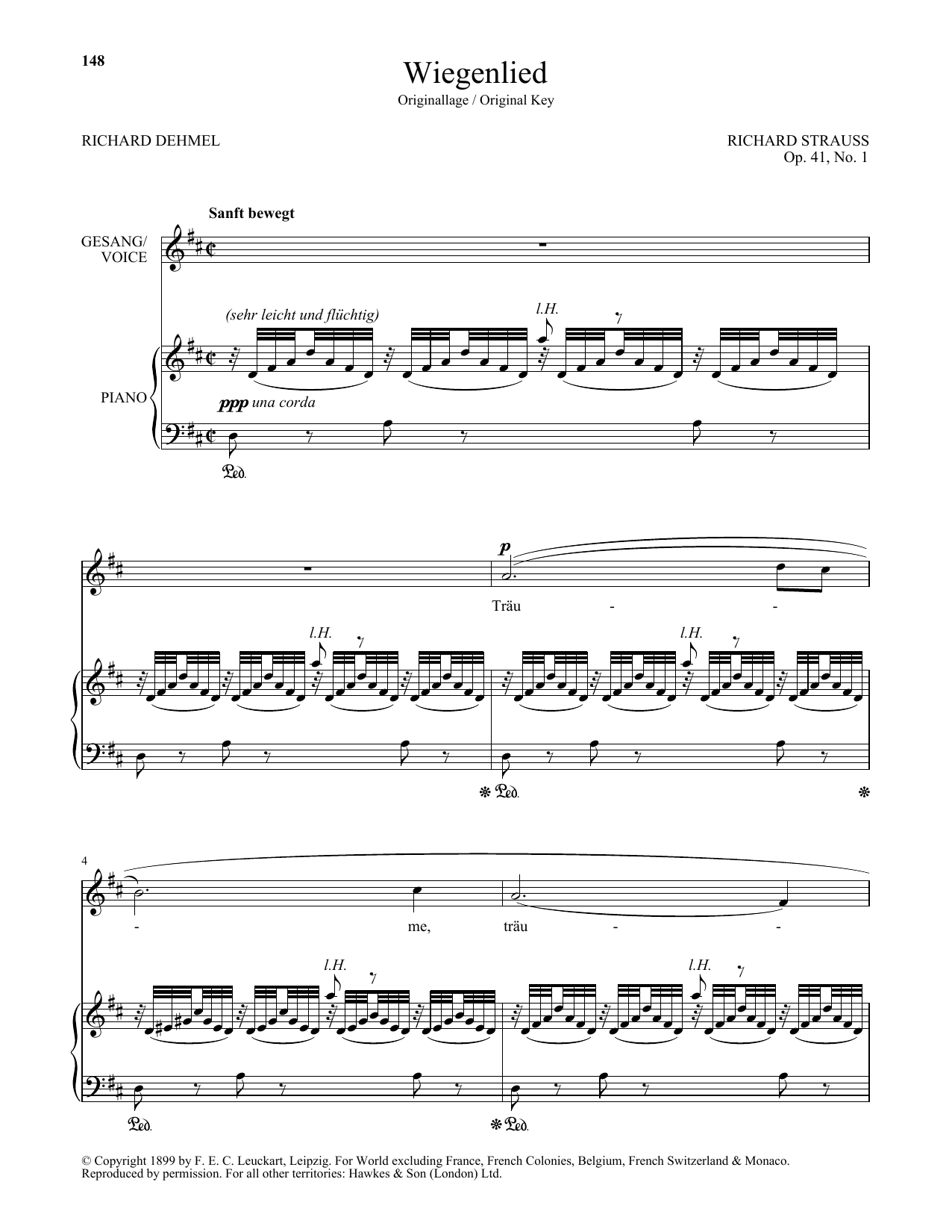 Download Richard Strauss Wiegenlied (High Voice) Sheet Music