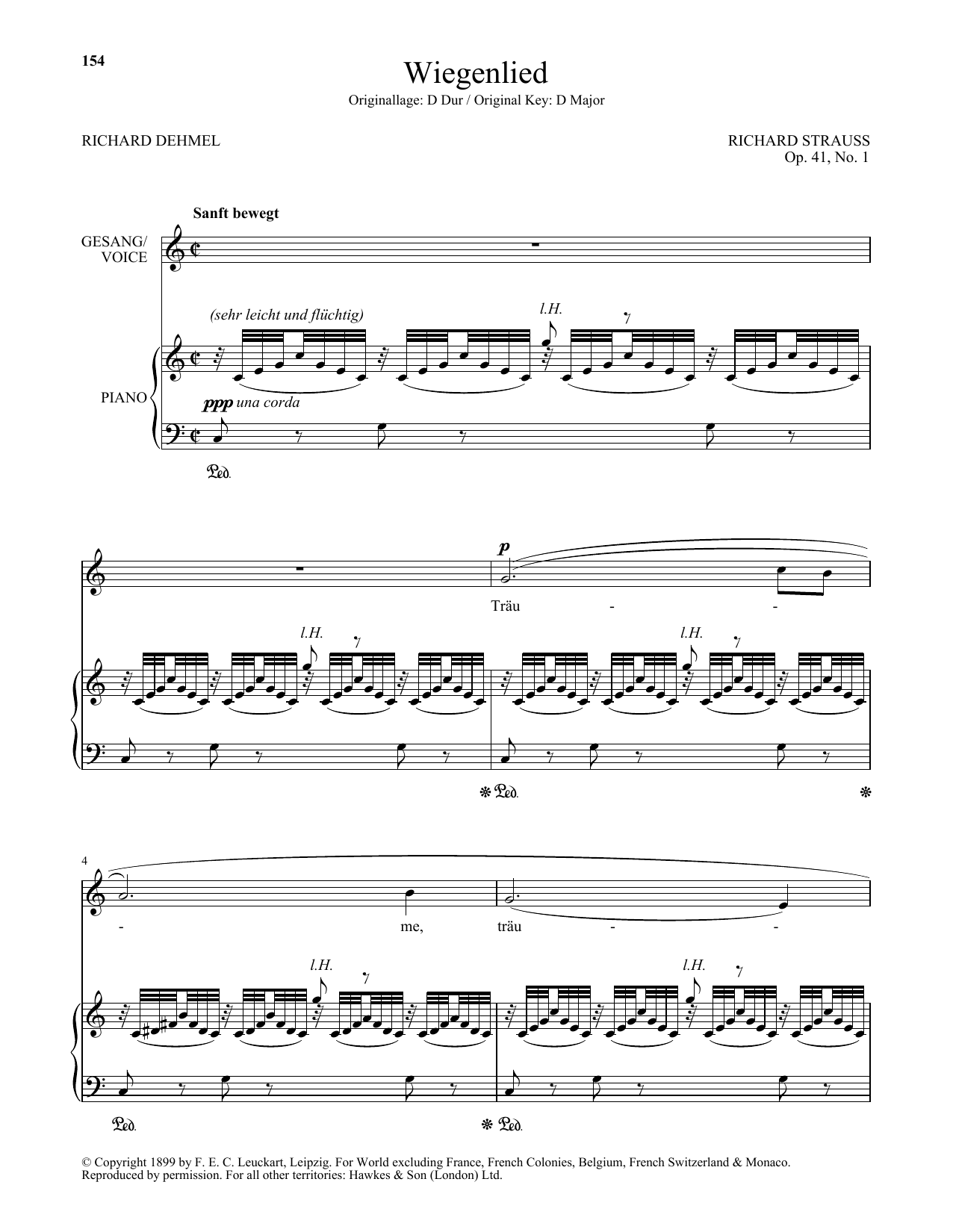 Download Richard Strauss Wiegenlied (Low Voice) Sheet Music