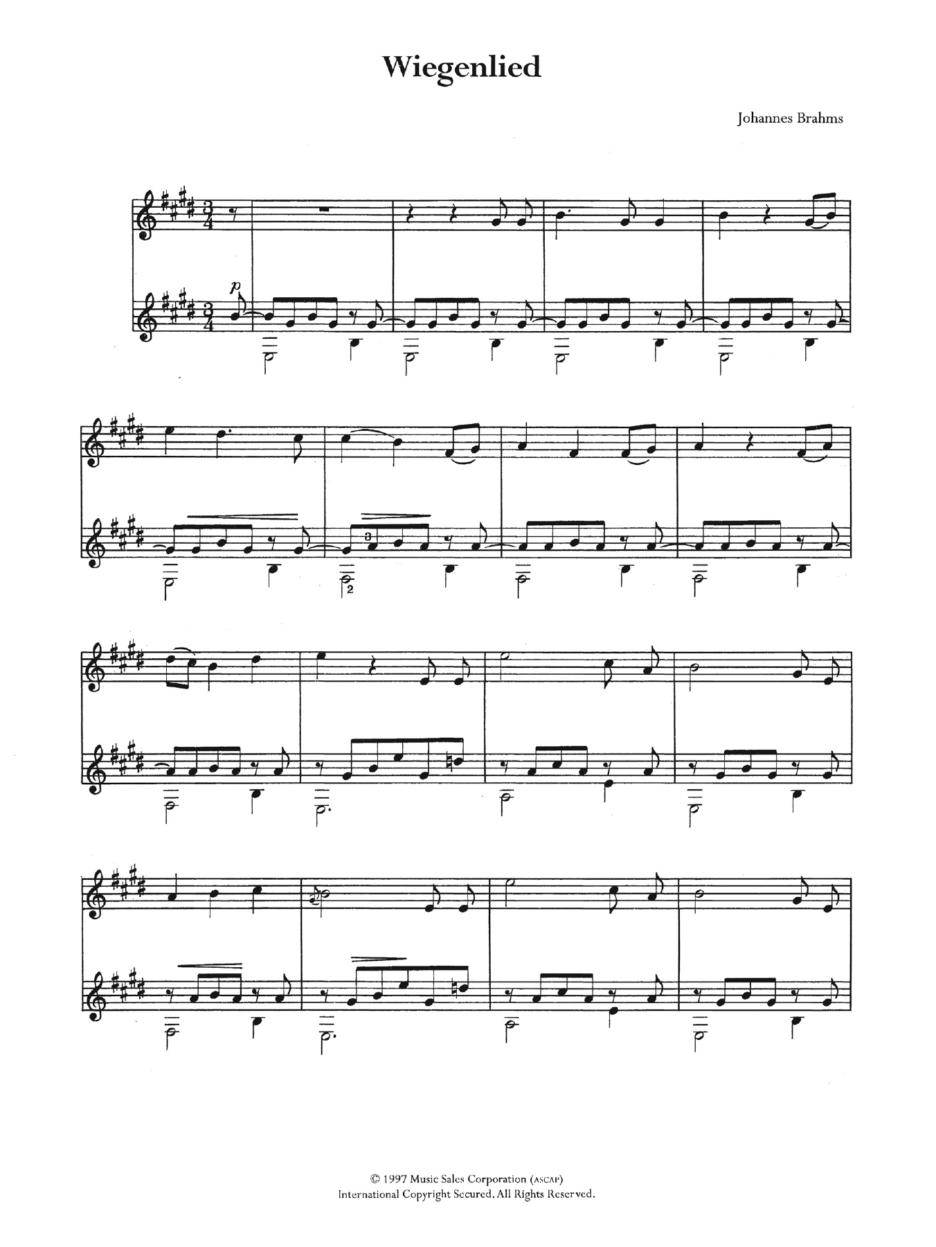 Download Johannes Brahms Wiegenlied (Lullaby) Sheet Music