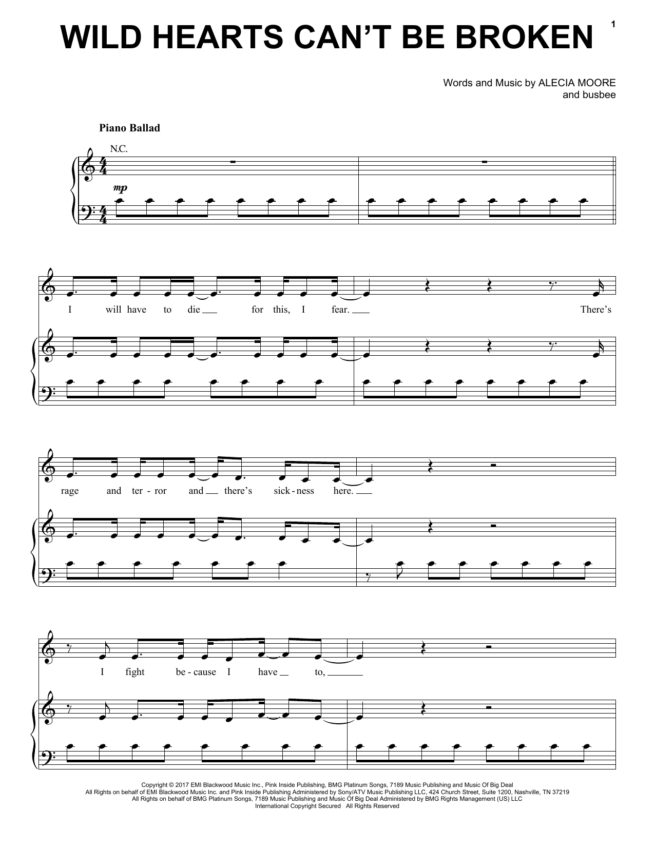 Download Pink Wild Hearts Can't Be Broken Sheet Music