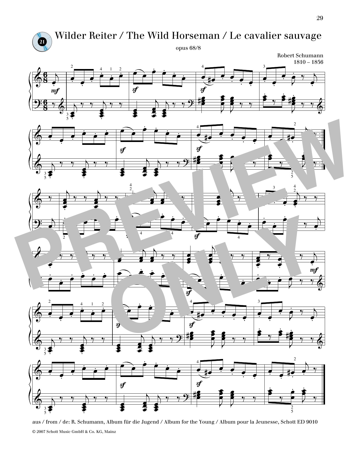 Download Robert Schumann Wild Horseman Sheet Music