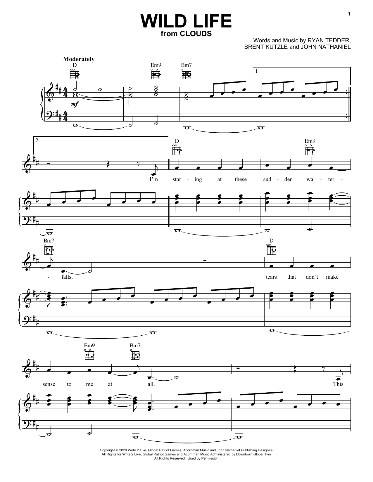 Download OneRepublic Wild Life (from the Disney+ movie Cloud Sheet Music