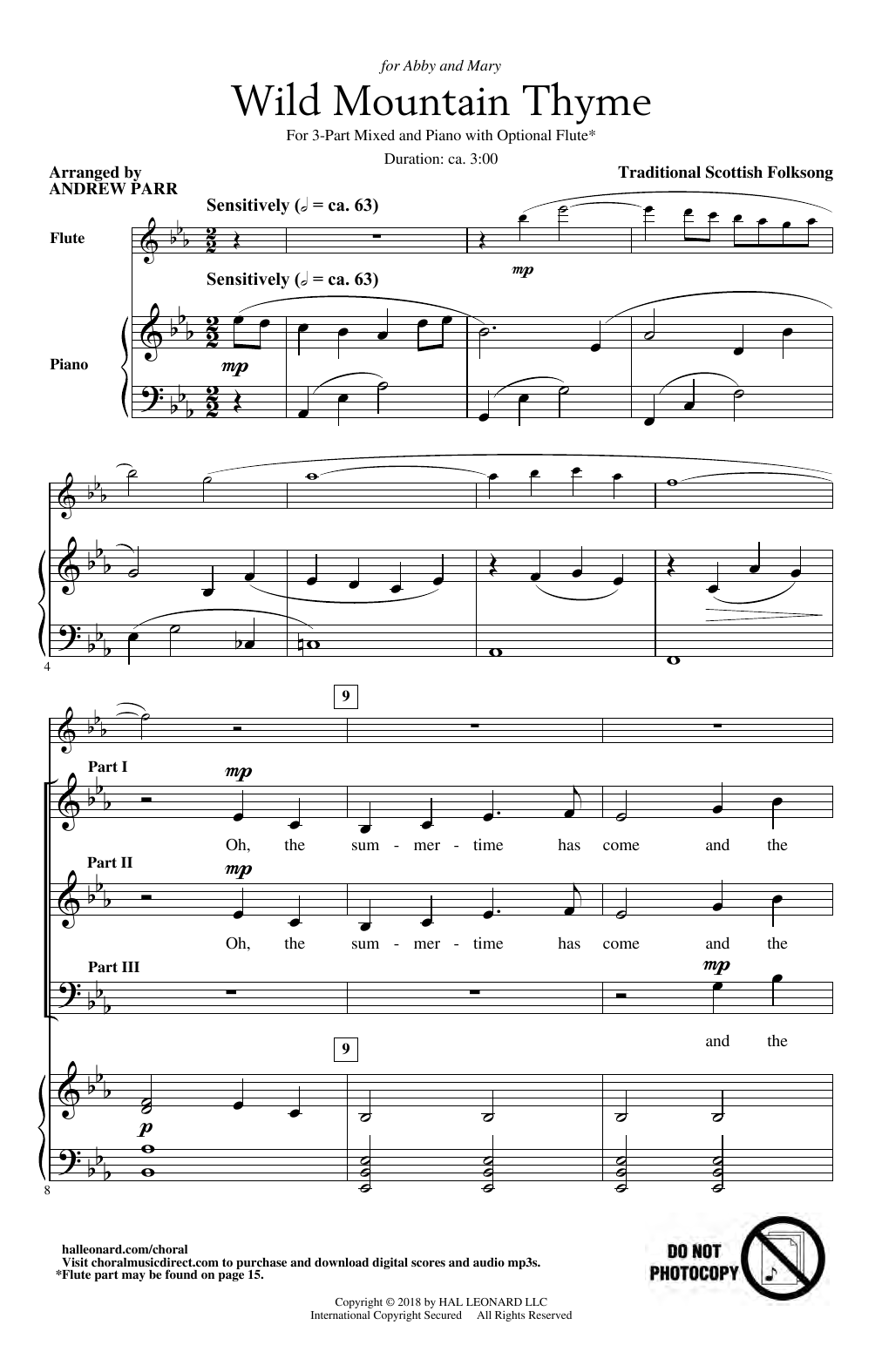 Download Traditional Scottish Folk Song Wild Mountain Thyme (arr. Andrew Parr) Sheet Music