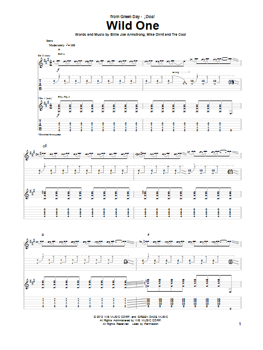Download Green Day Wild One Sheet Music