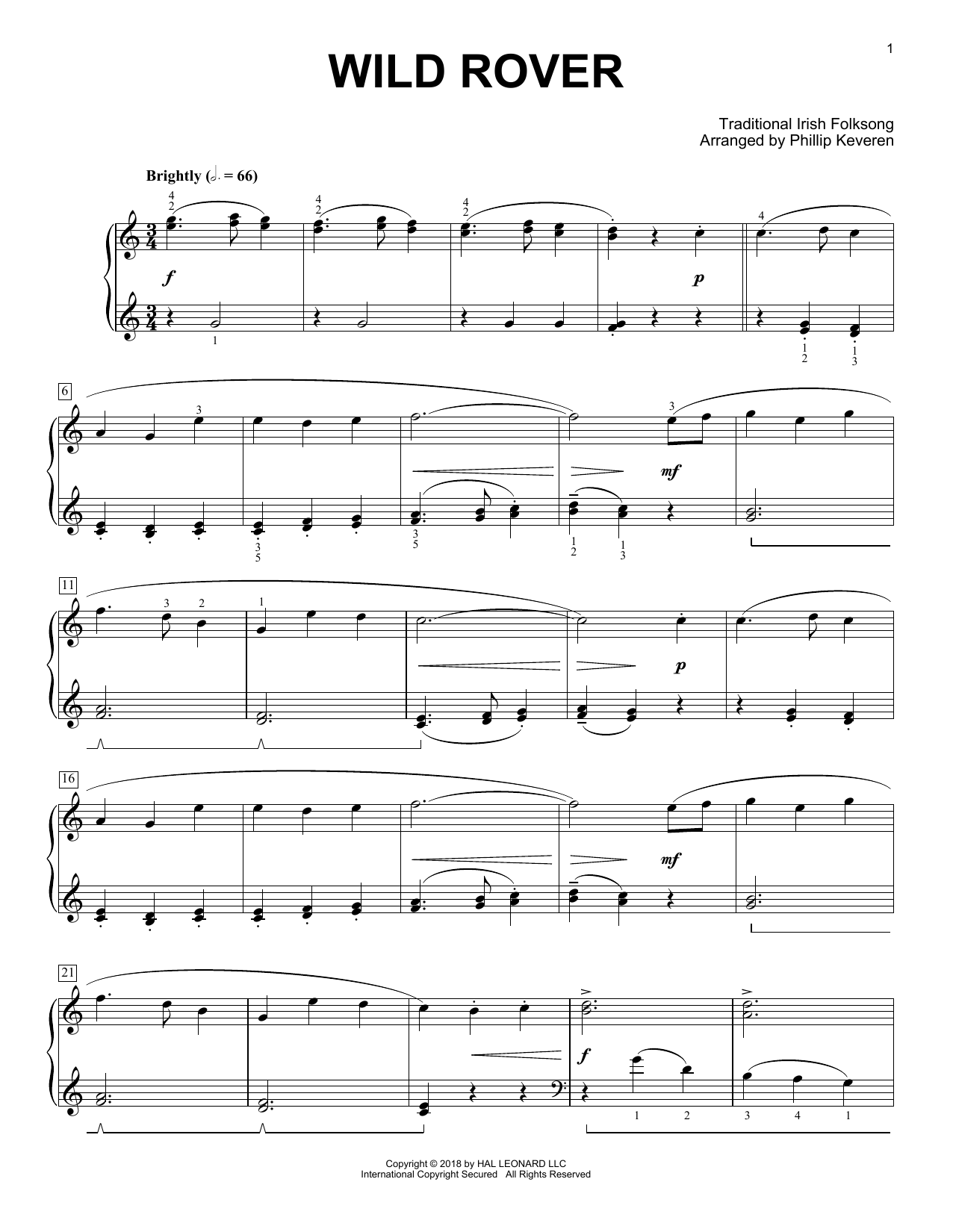 Download Traditional Irish Folk Song Wild Rover [Classical version] (arr. Ph Sheet Music