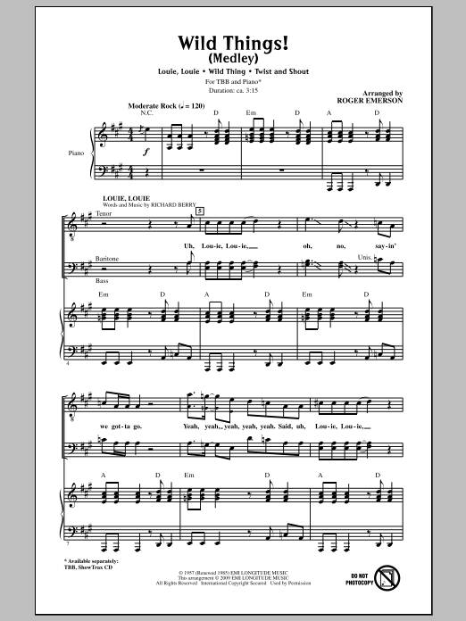 Download Roger Emerson Wild Things! (Medley) Sheet Music