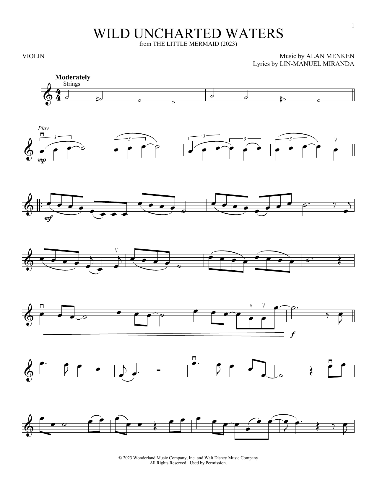Halle Bailey Wild Uncharted Waters (from The Little Mermaid) (2023) sheet music notes printable PDF score