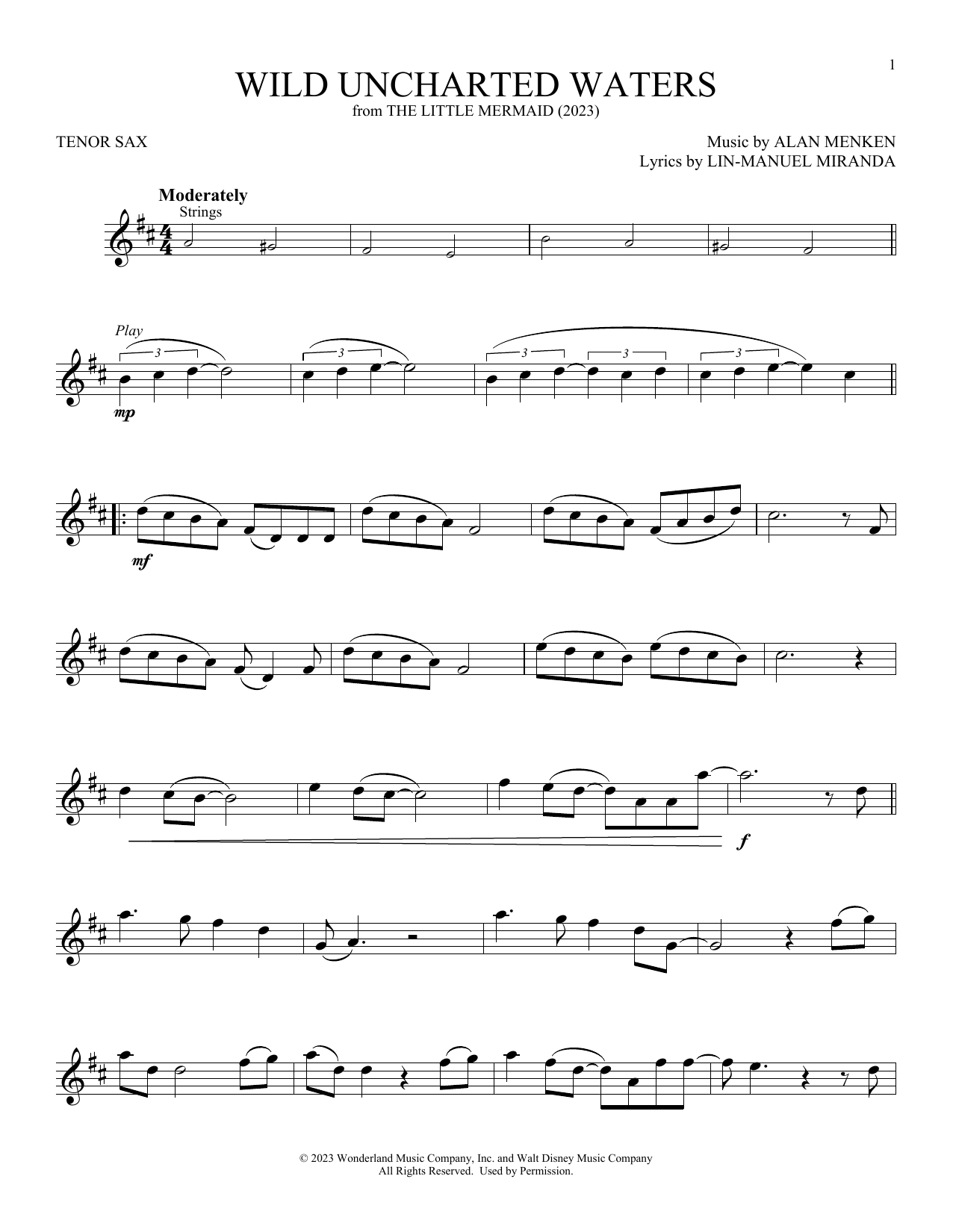 Jonah Hauer-King Wild Uncharted Waters (from The Little Mermaid) (2023) sheet music notes printable PDF score