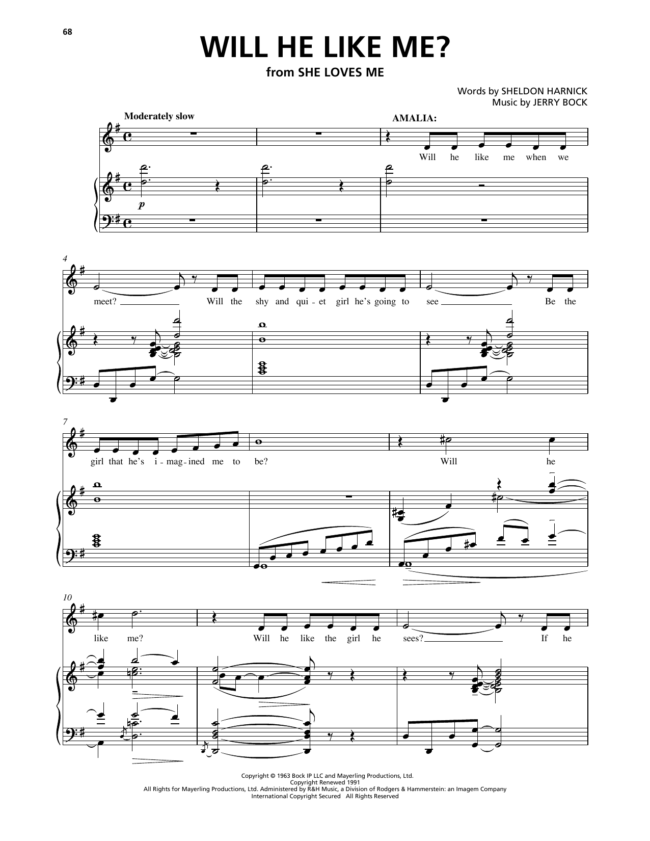 Download Bock & Harnick Will He Like Me? (from She Loves Me) Sheet Music